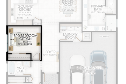 Optional 3rd Bedroom in lieu of Den