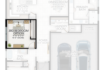 Optional 3rd Bedroom in lieu of Den