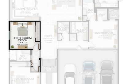 4th Bedroom in lieu of Den Alternate Bedroom 3