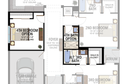 4th Bedroom & 4th Bathroom in lieu of Den & Powder Room, Alternate 3rd Bathroom and Closet