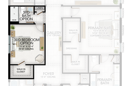 3rd Bed/3rd Bath in lieu of Den and Powder Room