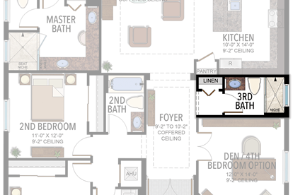 3rd Full Bathroom in lieu of Powder Room