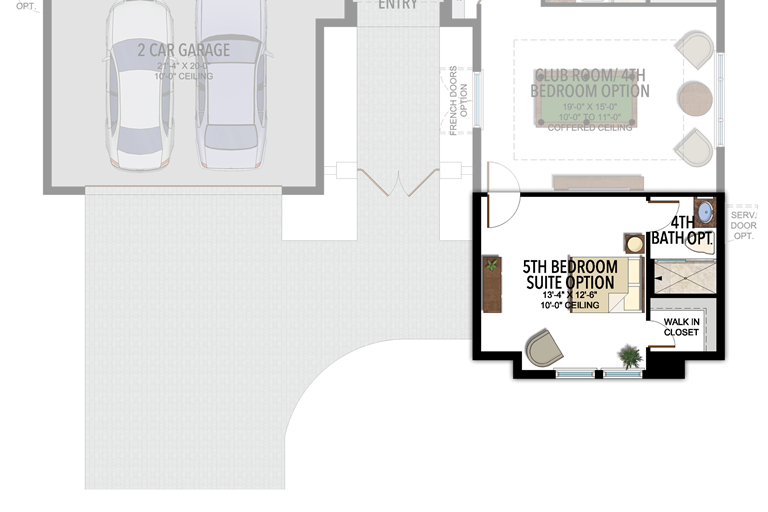 5th Bedroom in lieu of 3 Car Garage