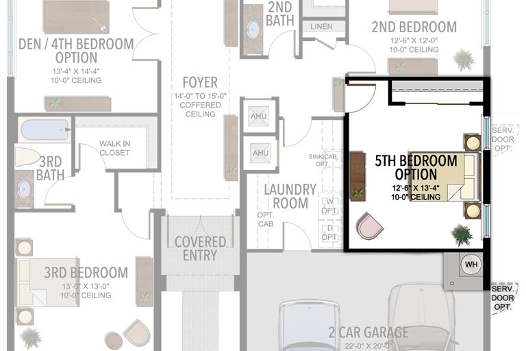 5th Bedroom in lieu of Tandem Garage