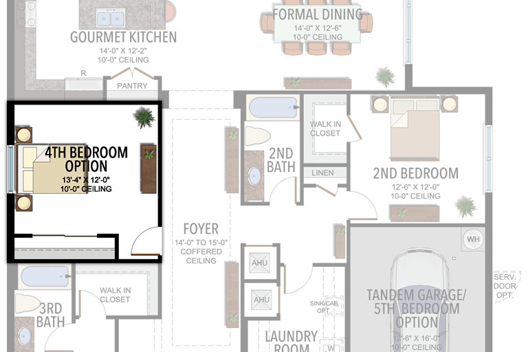 4th Bedroom in lieu of Den