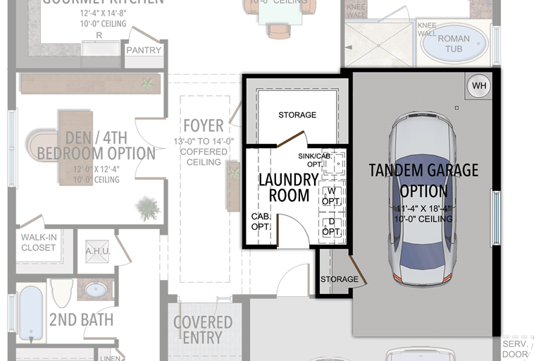 Tandem Garage in lieu of 3rd Bedroom