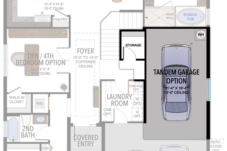 Tandem Garage in lieu of 3rd Bedroom