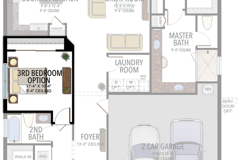 3rd Bedroom in lieu of Den